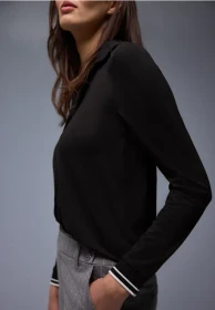 Street One Shirt mit College-Details Hemd langarm schwarz (Damen)