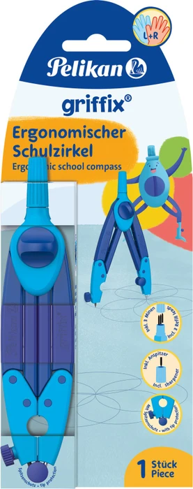 Pelikan griffix Ergonomischer Schulzirkel, hellblau/dunkelblau, Blister