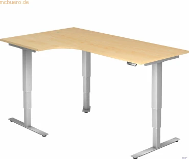 Hammerbacher Ergonomic Aktiv XDSM82/3/S elektrisch höhenverstellbarer Sitz-Steh-Schreibtisch 200x120cm Ahorn/silber