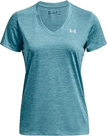 Under Armour Tech V Twist Funktionsshirt kurzarm glacier blue/white/metallic silver (Damen)