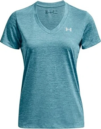 Under Armour Tech V Twist Funktionsshirt kurzarm glacier blue/white/metallic silver (Damen)
