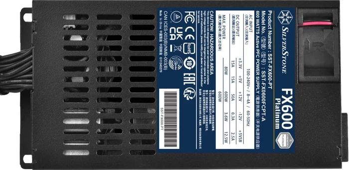 SilverStone FX600-PT Platinum 600W, Flex-ATX 2.4