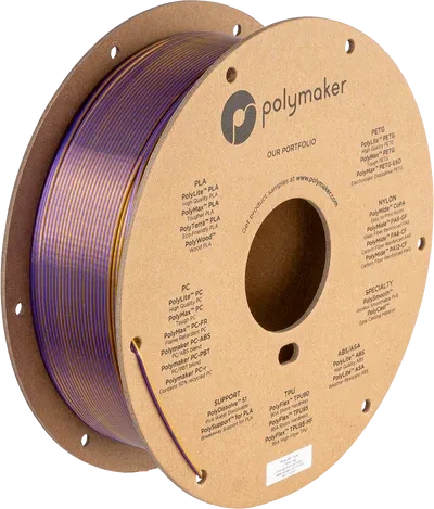 Polymaker PolyLite Silk PLA, Sovereign Gold-Purple, Spule, 1.75mm, 1.00kg