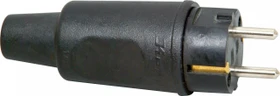 Kopp Schutzkontakt-Vollgummistecker, schwere Ausführung, bruchfest, schlagfest, mit Knickschutz, für Kabelquerschnitt bis 3×2,5mm², schwarz