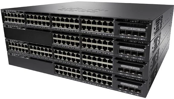 Cisco Catalyst 3650 IP Base Rackmount Gigabit Managed Stacking Switch, 48x RJ-45, 2x SFP, 2x SFP+, 775W PoE+