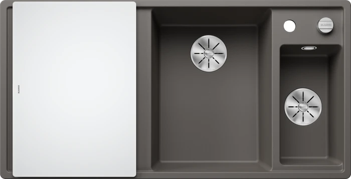 Blanco Axia III 6 S-F InFino Becken rechts mit Ablauffernbedienung vulkangrau inkl. Glasschneidebrett
