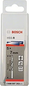 Bosch Professional HSS-R Karosseriebohrer, 7x34x74mm, 5 Stück