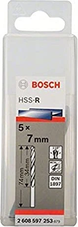 Bosch Professional HSS-R Karosseriebohrer, 7x34x74mm, 5 Stück