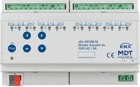 MDT Jalousieaktor JAL 8-fach, 8TE REG, 10A, 230V/300W, mit Fahrzeitmessung, Schaltaktor