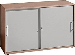 Hammerbacher Schiebetürenschrank 2OH V1752S, Relinggriff, nussbaum/silber, Aktenschrank