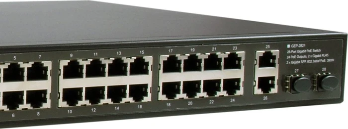 LevelOne GEP Rackmount Gigabit Switch, 26x RJ-45, 2x SFP, 390W PoE+