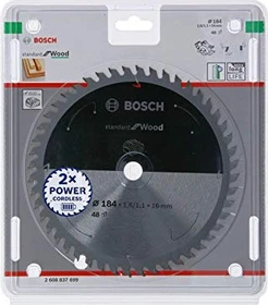 Bosch Professional Standard for Wood Kreissägeblatt 48Z, 184x1.1x16mm, 1 Stück