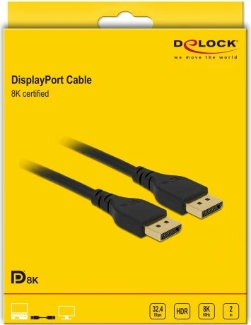 DeLOCK DisplayPort 1.4 Kabel 8K 60Hz ohne Arretierung schwarz, 2m