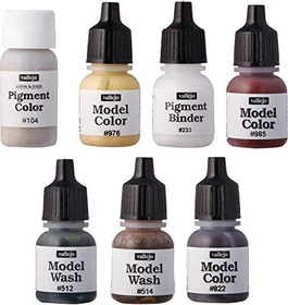 Vallejo Model Air AFV Painting System Weathering Set for Green Vehicles Farbset, 7-tlg.
