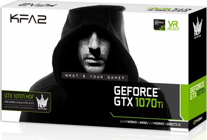 KFA2 GeForce GTX 1070 Ti Hall Of Fame, 8GB GDDR5, DVI, HDMI, 3x DP