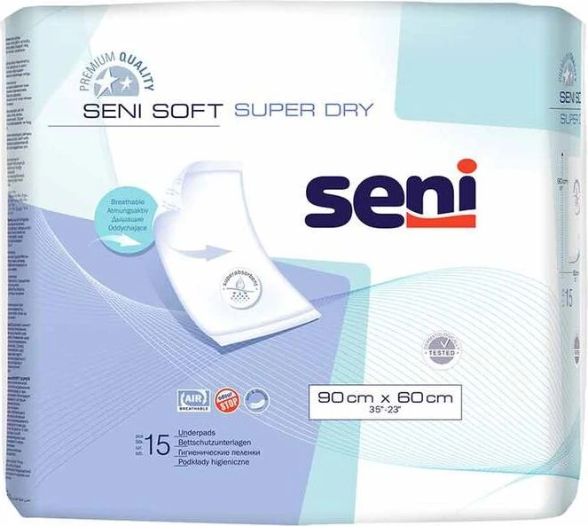 Seni Soft Super Dry Bettschutzeinlage, 60x90cm, 15 Stück