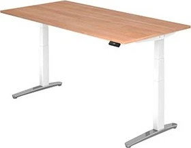 Hammerbacher Ergonomic Aktiv XBHM12 elektrisch höhenverstellbarer Sitz-Steh-Schreibtisch 200x100cm Nussbaum/weiß