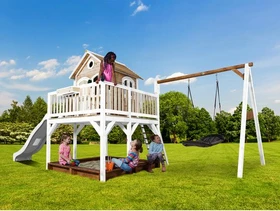 Axi Spielhaus Liam braun/weiß mit Rutsche weiß