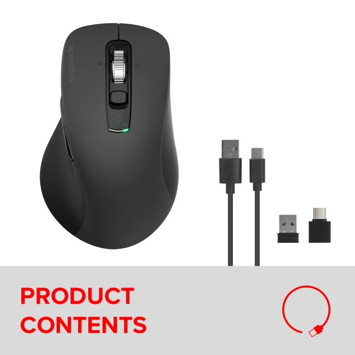 Speedlink Velora Rechargeable Wireless Mouse, schwarz, USB/Bluetooth
