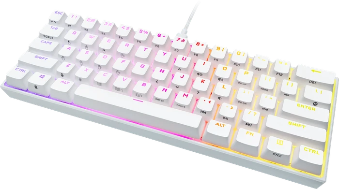 Corsair Gaming K65 RGB Mini, 60%, weiß, MX SPEED RGB Silver, USB, DE