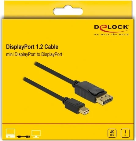 DeLOCK DisplayPort/Mini DisplayPort 1.2 Kabel 4K 60Hz schwarz, 1m