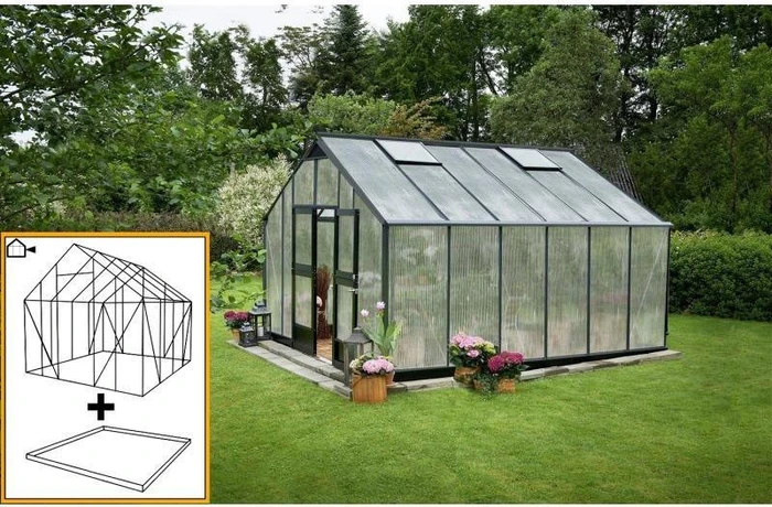 Juliana Gärtner 16.2m² 10mm Polycarbonat Gewächshaus anthrazit/schwarz