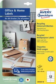 Avery-Zweckform Etiketten Recycling, 105x48mm, weiß, 10 Blatt (120 Etiketten)