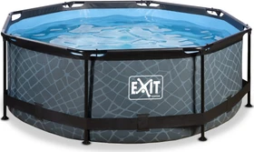 Exit Toys Stone Pool Frame Pool mit Filterpumpe achteckig 244x76cm grau