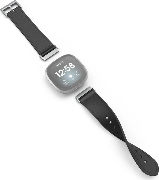Hama Ersatzarmband Leder/Silikon 22mm für Fitbit Versa 3/Sense schwarz