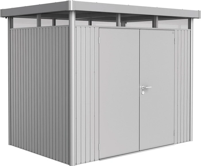 Biohort HighLine H2 Gerätehaus mit Doppeltür silber-metallic