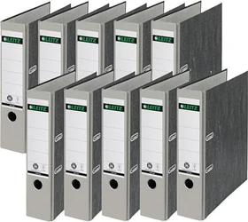 Leitz Qualitäts Ordner 2-Ring 180° Klimaneutral, 80mm, A4, schwarz/grau, 10er-Pack