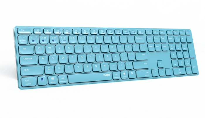 Rapoo E9800M Multi-mode Wireless Ultra-slim Keyboard blau, USB/Bluetooth, DE