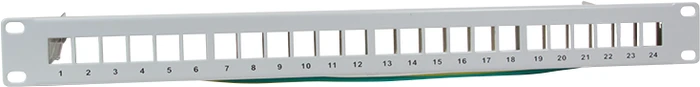 LogiLink Patchpanel für RJ-45 Keystone Module 19" , geschirmt, 24-Port, 1HE, 19", 1HE, grau