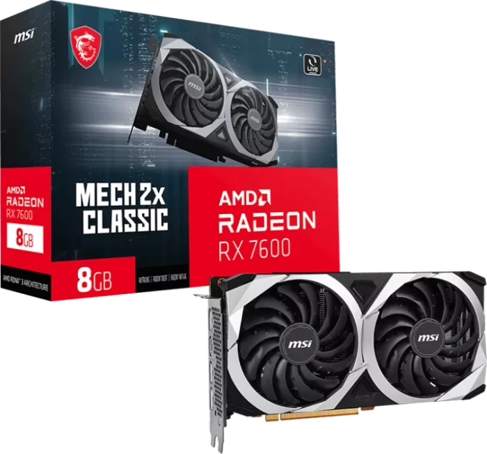 MSI Radeon RX 7600 Mech 2X Classic 8G, 8GB GDDR6, HDMI, 3x DP