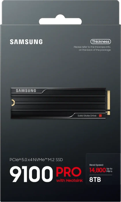 Samsung SSD 9100 PRO 8TB, M.2 2280 / M-Key / PCIe 5.0 x4, Kühlkörper