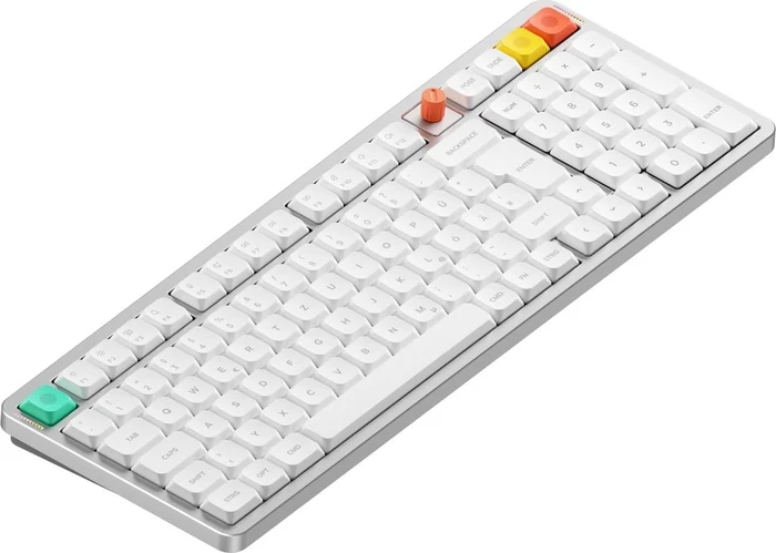 NuPhy Air100 V3 Mac/PC, Nova White, weiß/silber, hot-swap, Low-Profile Blush nano, USB/Bluetooth, DE