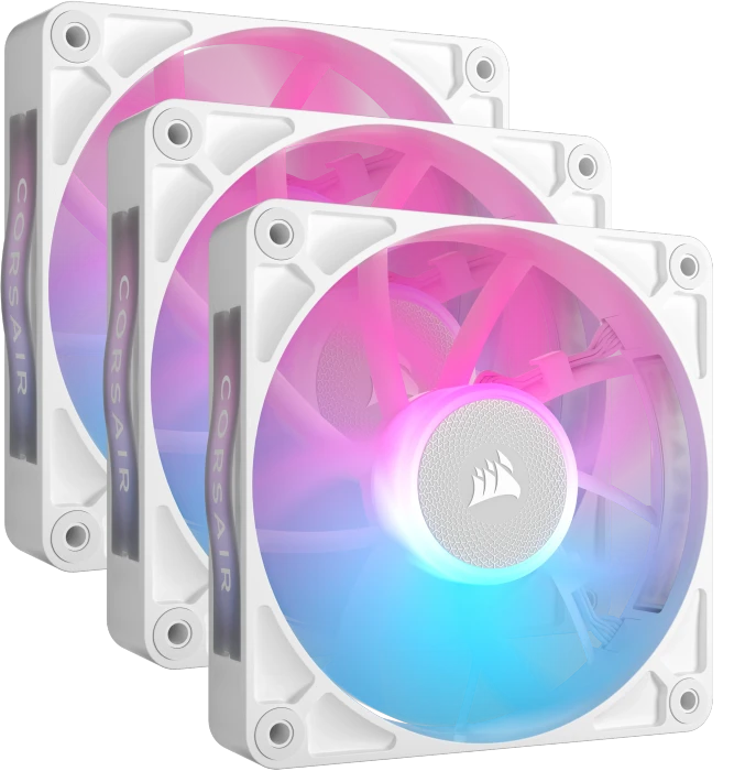 Corsair iCUE LINK RX120 RGB Starter Kit, weiß, LED-Steuerung, 120mm, 3er-Pack