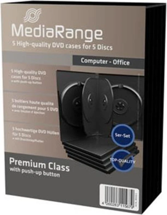 MediaRange DVD-Hülle für 5 Discs, schwarz, 5 Stück