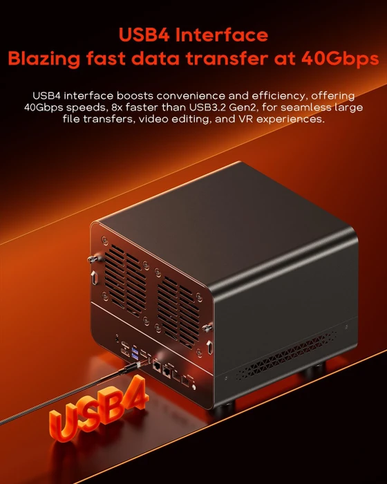 Aoostar WTR MAX 8845, AMD Ryzen 7 PRO 8845HS, 2x SFP+ 10Gb/s, 2x RJ-45 2.5GBase-T