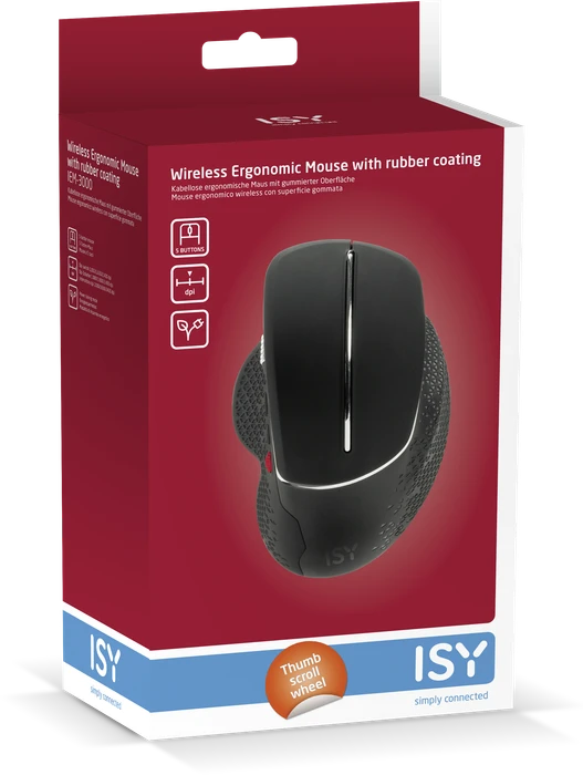 ISY IEM-3000 Wireless Ergonomic Mouse schwarz/silber, USB