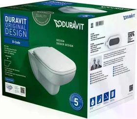 Duravit D-Code Wand-WC-Set inkl. WC-Sitz mit Absenkautomatik, weiß
