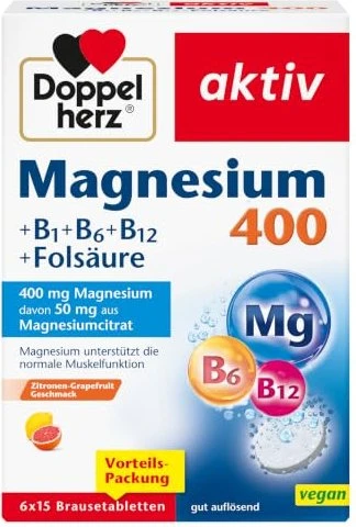 Doppelherz aktiv Magnesium 400 Brausetabletten, 90 Stück (6x 15 Stück)