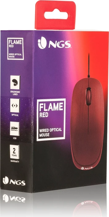 NGS Flame Wired Mouse rot, USB