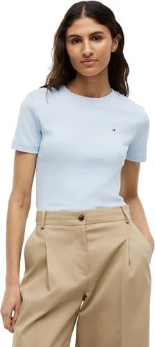 Tommy Hilfiger Roundneck Slim Fit T-Shirt kurzarm sky blue (Damen)