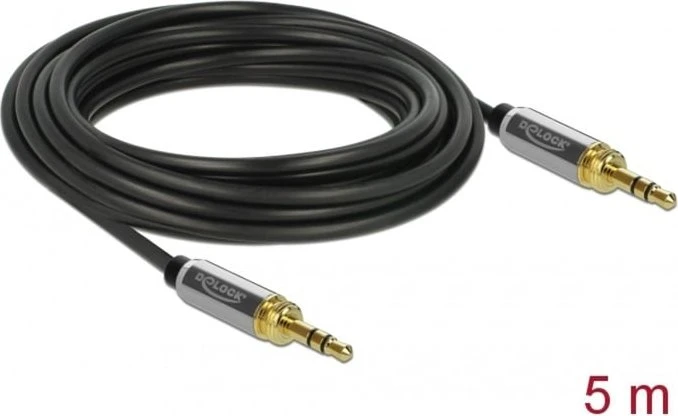 DeLOCK 3.5mm Klinke 3-Pin [Stecker] auf 3.5mm 3-Pin Klinke [Stecker], mit 2x Schraubadapter auf 6.35mm, schwarz 5m