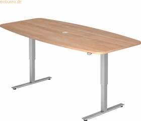 Hammerbacher Ergonomic Aktiv XMST22/N/S elektrisch höhenverstellbarer Konferenztisch 220x103cm Nussbaum/silber