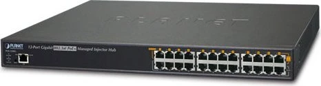 Planet Rackmount Gigabit Managed PoE-Injektor, 12x RJ-45, 220W PoE+