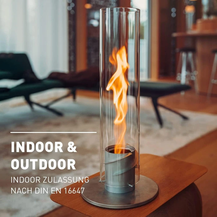 höfats Spin 90 Tischfeuer Gartenfackel Ethanol-Kamin grau