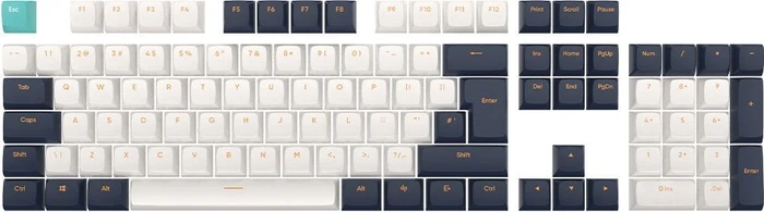 Dark Project Navy Blue/Ivory Multilingual Keycaps, Kunststoff (PBT) Double-Shot, CSA-Profil, blau/weiß, 177 Tasten, ANSI & ISO