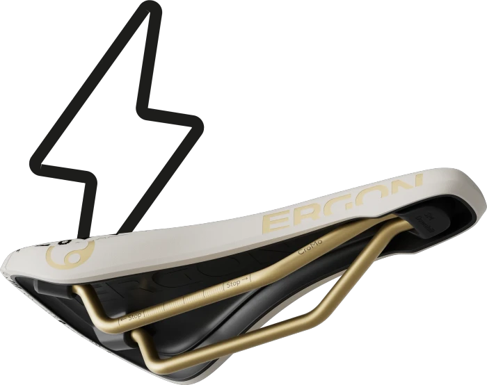 Ergon SM Downhill Comp Vali Höll Edition 120mm Sattel weiß/gold